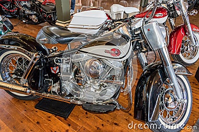 1960 Harley Davidson Duo Glide motorcycle at Motorclassica Editorial Stock Photo